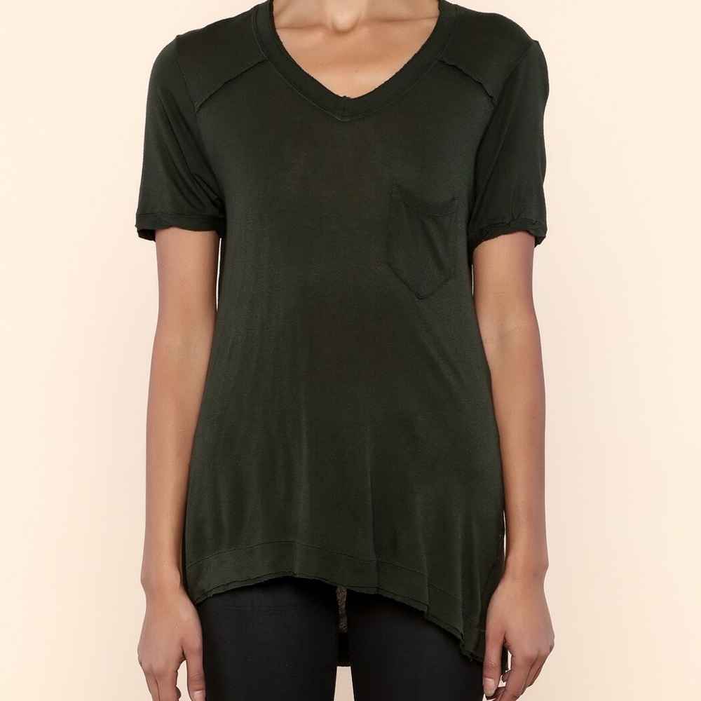 BlankNYC Blk V Neck Pocket Short Sleeve Jersey Top - Picture 3 of 6